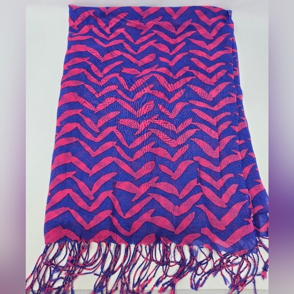 LILLY PULITZER I GOT LUCKY POP PINK SILK CASHMERE SCARF FRINGE ENDS WOMEN OS - Picture 9 of 13
